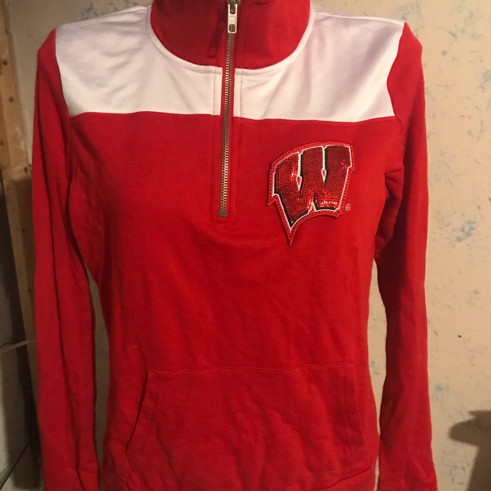 Pink crew 1/4 zip up